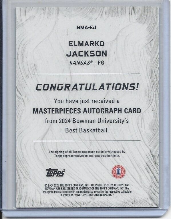 ELMARKO JACKSO 2023 BOWMAN BEST U MASTERPIECES GOLD GEOMETRIC REFRACTOR AUTO /50