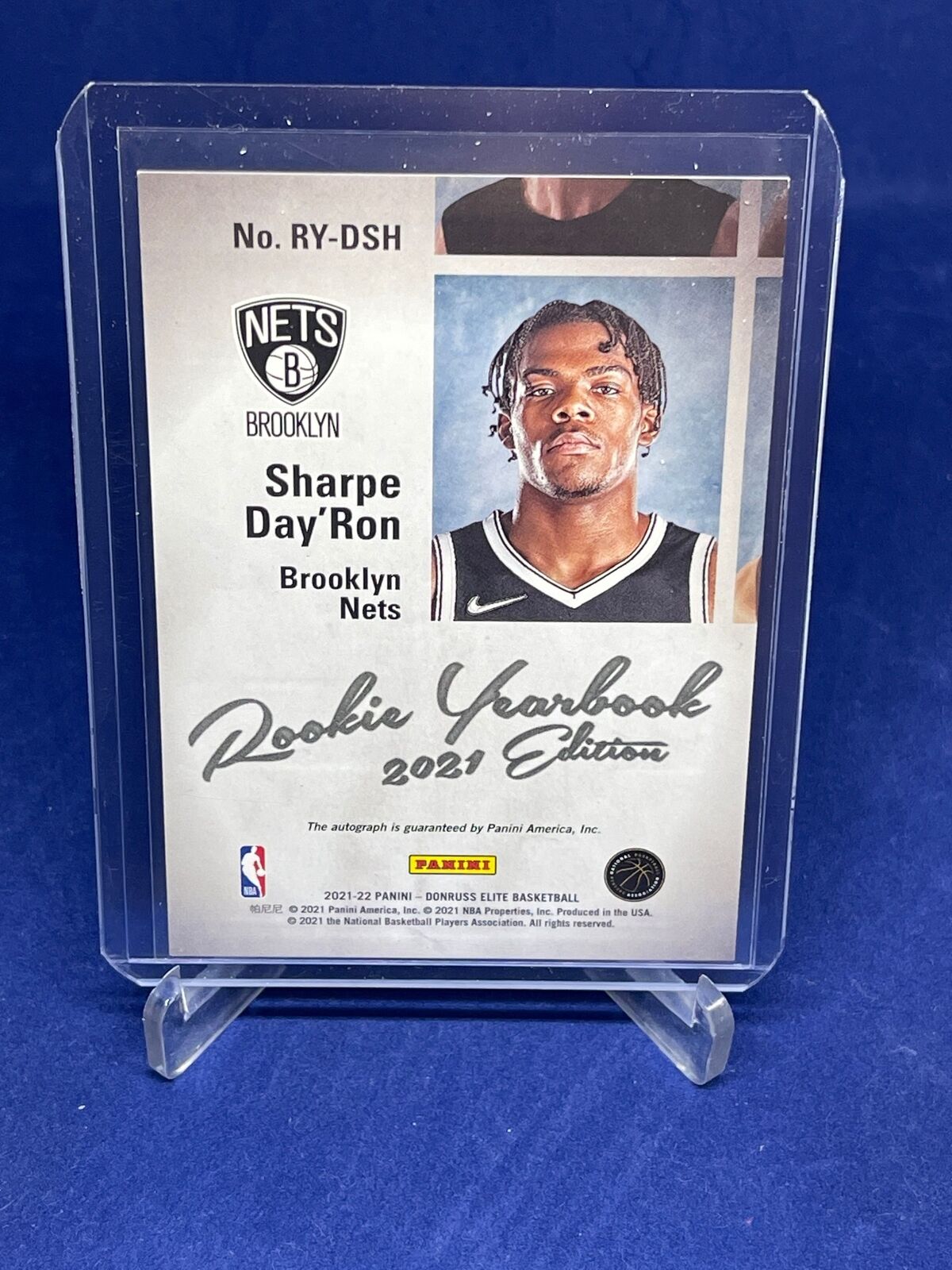 DAY'RON SHARPE 2021-22 PANINI DONRUSS ELITE YEARBOOK AUTO ROOKIE RC
