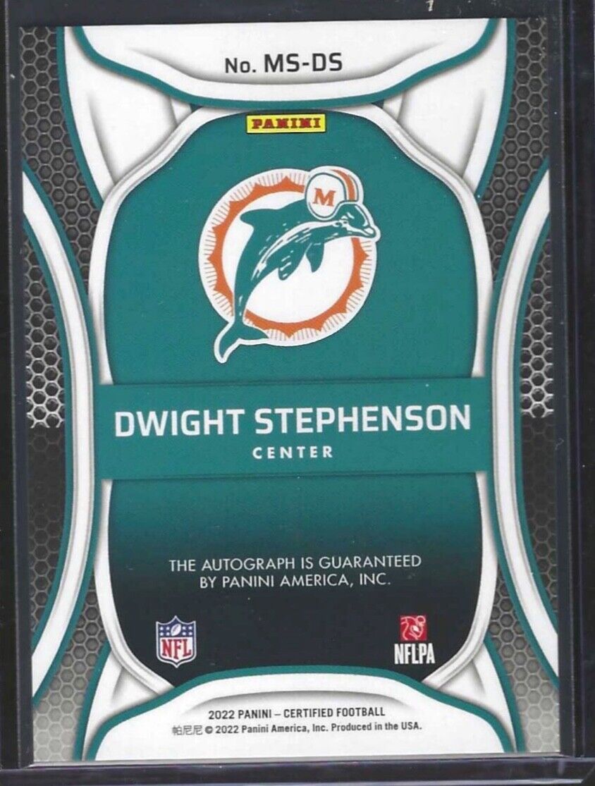 DWIGHT STEPHENSON 2022 PANINI CERTIFIED MIRROR PURPLE FOIL AUTO #D 06/10