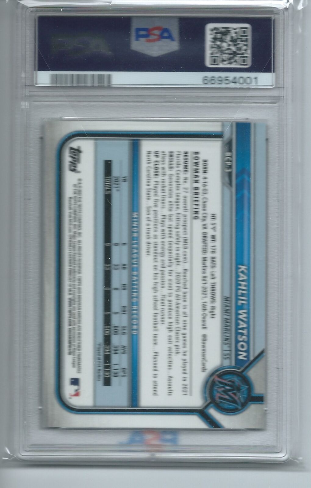 KAHLIL WATSON 2022 BOWMAN CHROME PROSPECT GOLD SHIMMER REFRACTOR 1ST /50 PSA 9