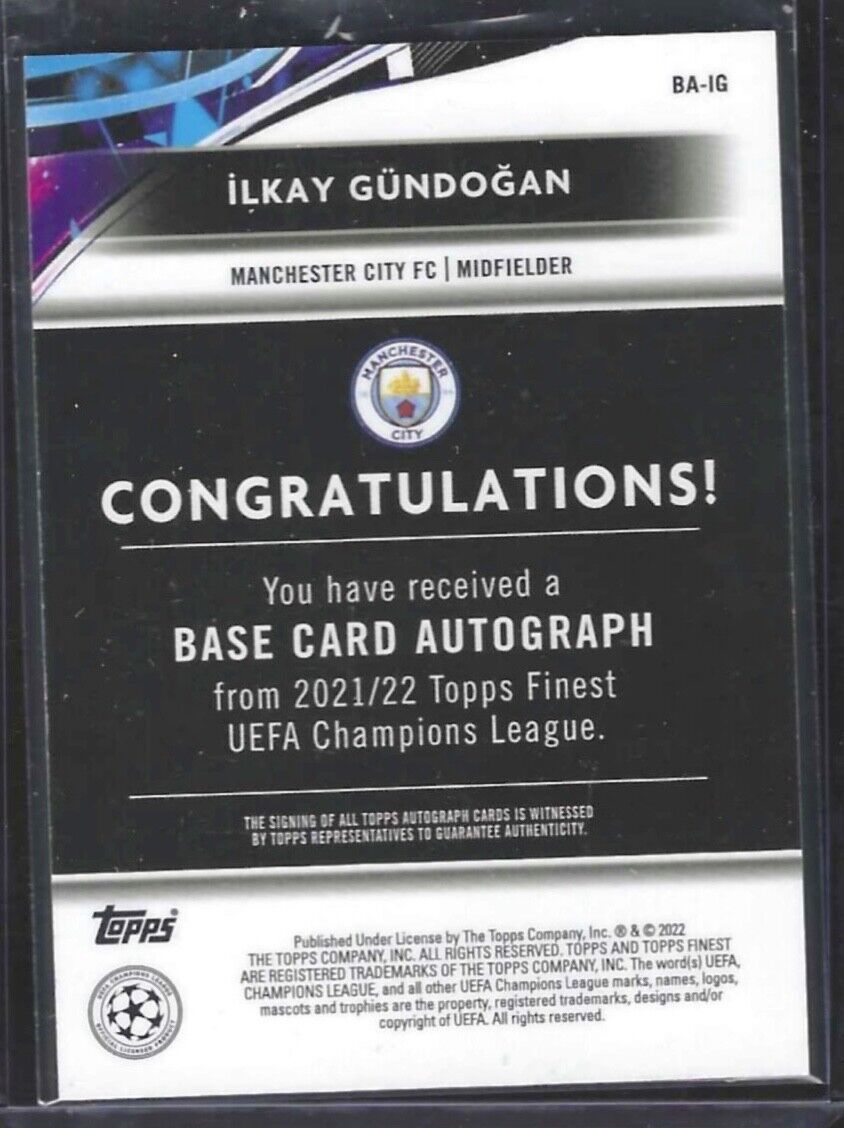 ILKAY GUNDOGAN 2021-22 TOPPS FINEST SILVER REFRACTOR AUTO #BA-IG