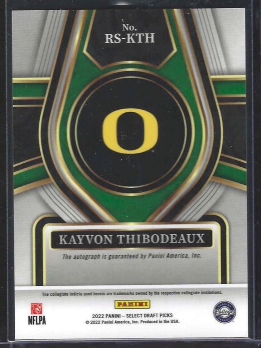 KAYVON THIBODEAUX 2022 PANINI SELECT DRAFT PICKS ROOKIE AUTO RC #S-KTH