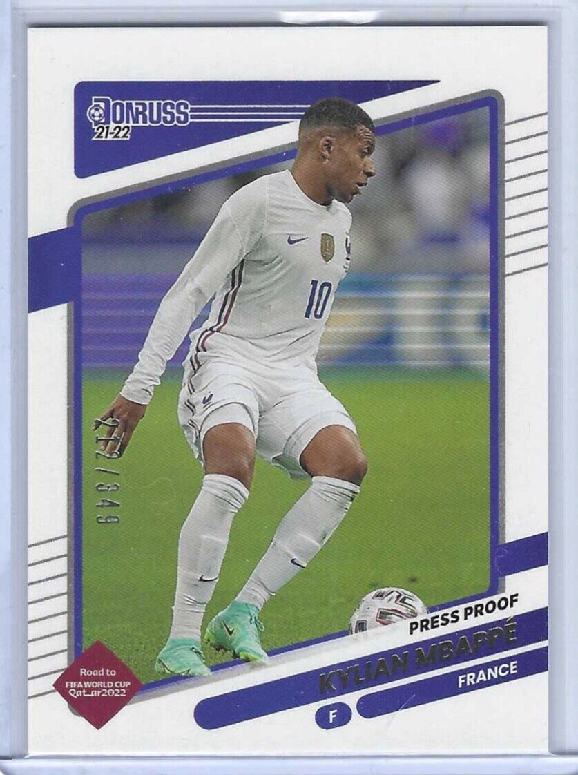 KYLIAN MBAPPE 2021-22 PANINI DONRUSS ROAD QATAR PRESS PROOF GOLD #D 212/349