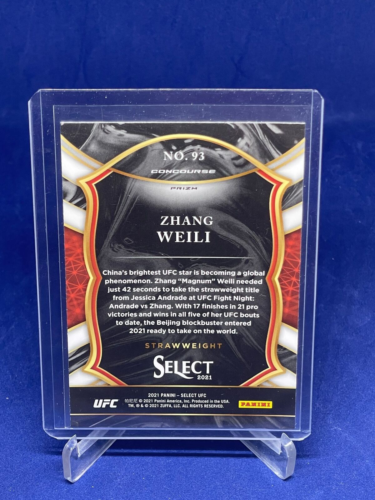 ZHANG WEILI 2021 PANINI SELECT UFC CONCOURSE TRI COLOR WAVE PRIZM #93