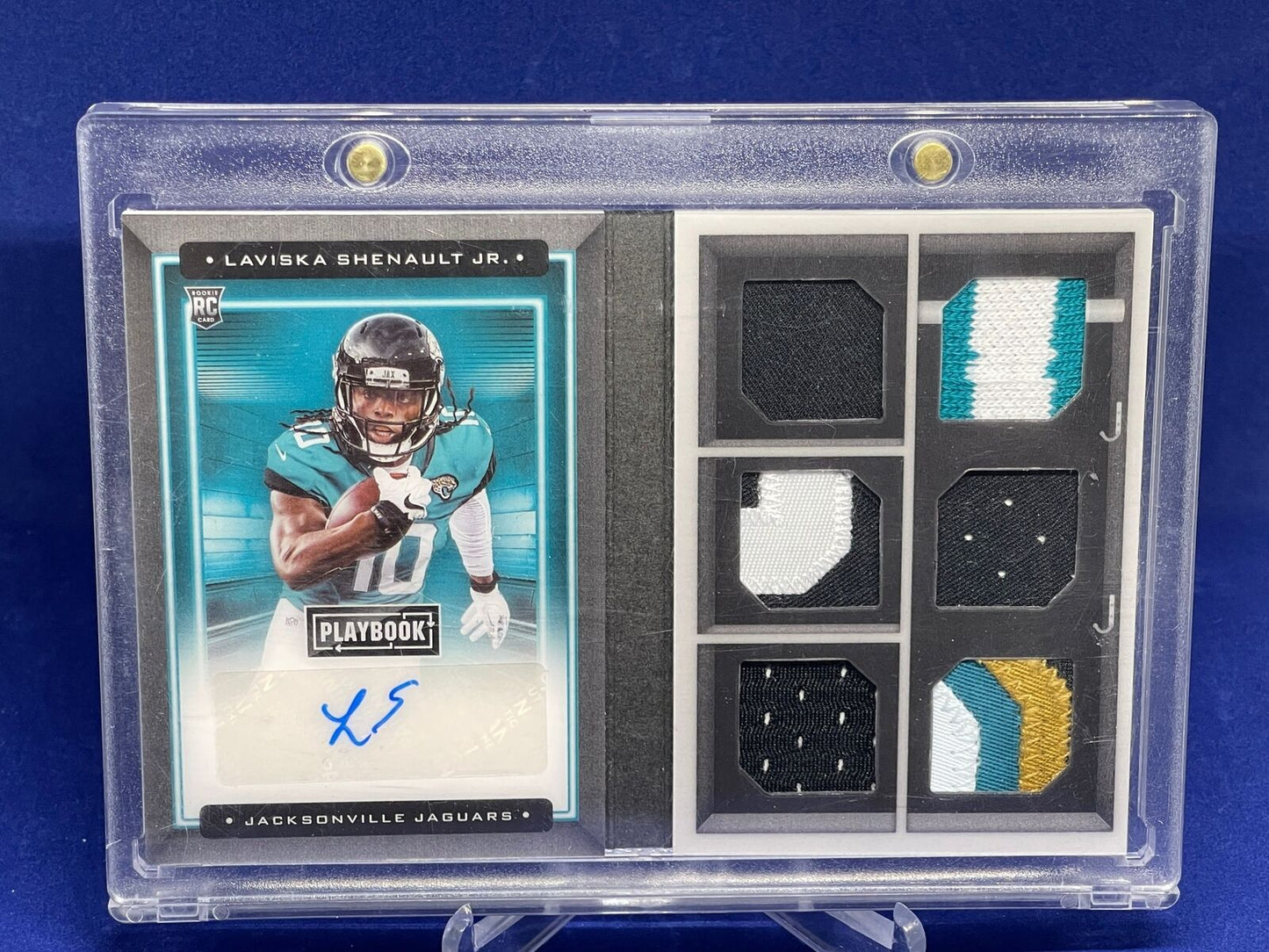 LAVISKA SHENAULT JR 2020 PLAYBOOK BOOKLET 6 PATCH AUTO ROOKIE RC #D 58/99