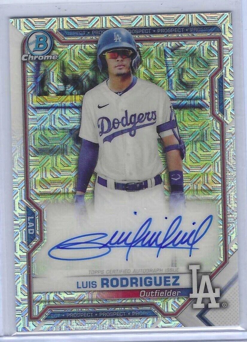 LUIS RODRIGUEZ 2021 BOWMAN CHROME SILVER MOJO MEGA REFRACTOR PROSPECT AUTO