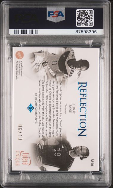 LEROY SANE 2023 FUTERA UNIQUE WF REFRECTION JERSEY SAPPHIRE 6/10 PSA 10 POP 1/1