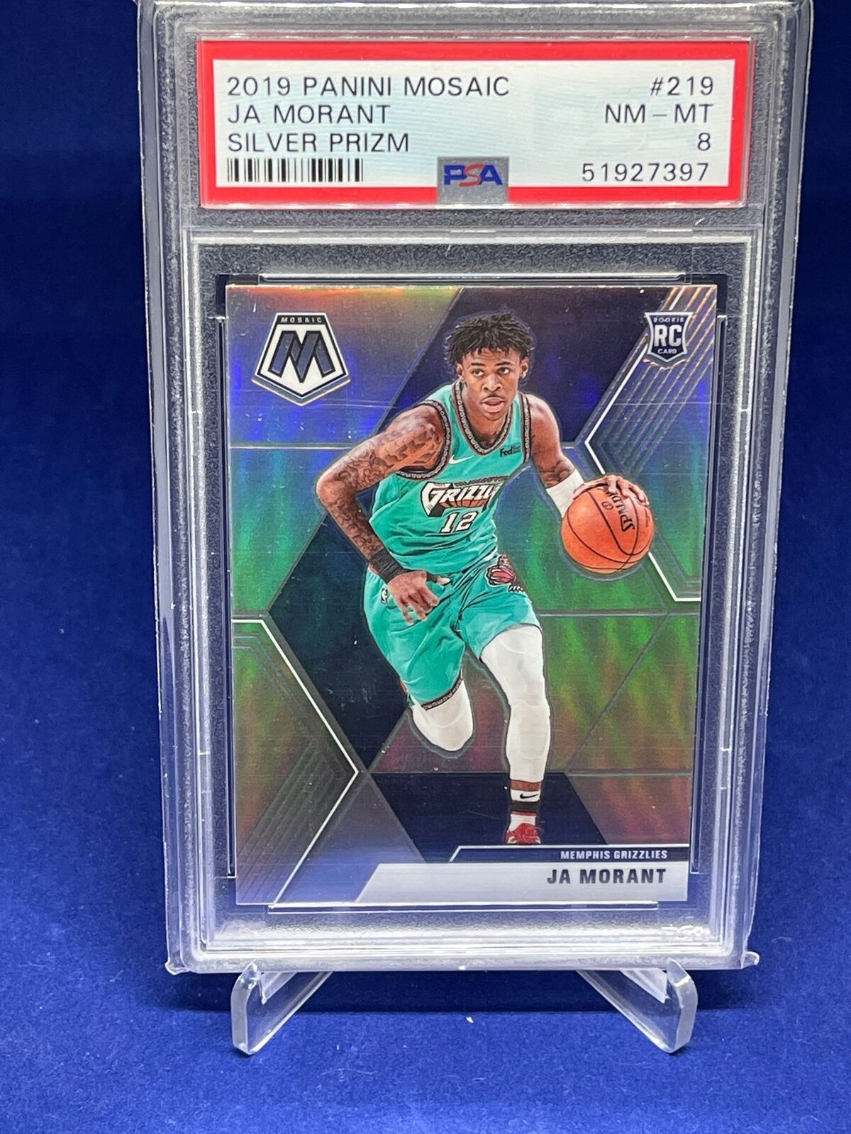 JA MORANT 2019-20 PANINI MOSAIC SILVER PRIZM ROOKIE RC #219 PSA 8