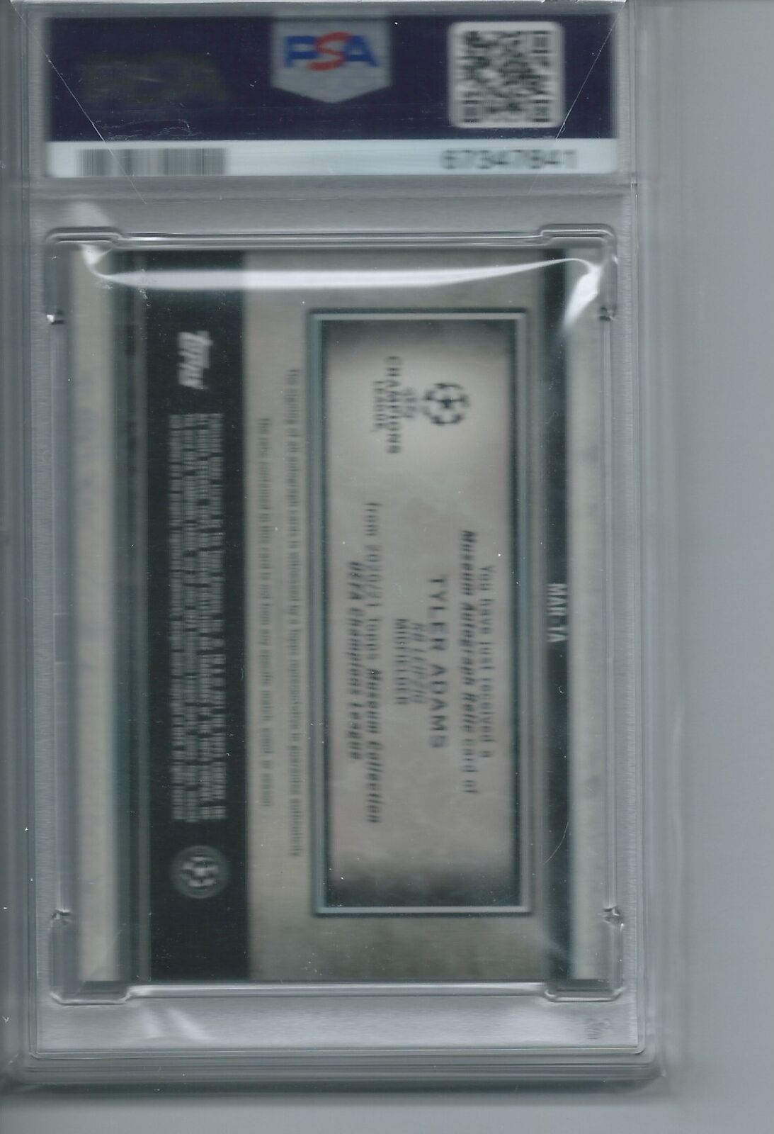 TYLER ADAMS 2020-23 MUSEUM COLLECTION UCL GOLD JERSEY AUTO 34/50 PSA 9 POP 1/1