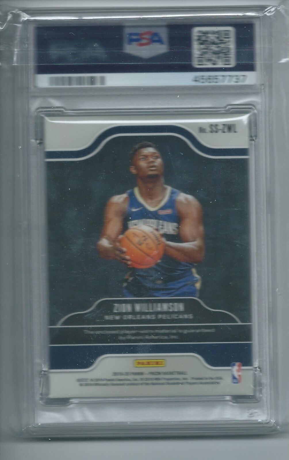 ZION WILLIAMSON 2019-20 PANINI PRIZM SENSATIONAL SWATCHES JERSEY RC PSA 9 MINT