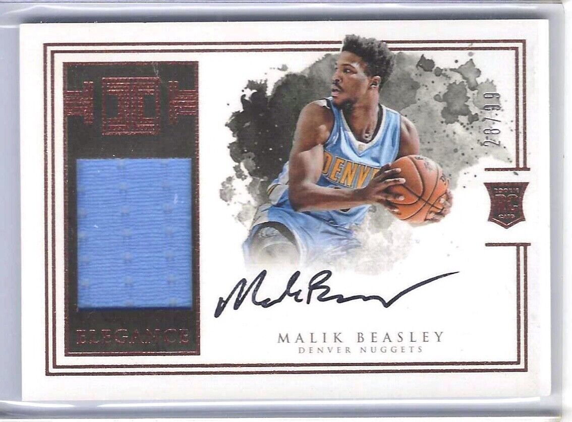 MALIK BEASLEY 2016-17 PANINI IMPECCABLE RPA ROOKIE PATCH AUTO RC #D 28/99