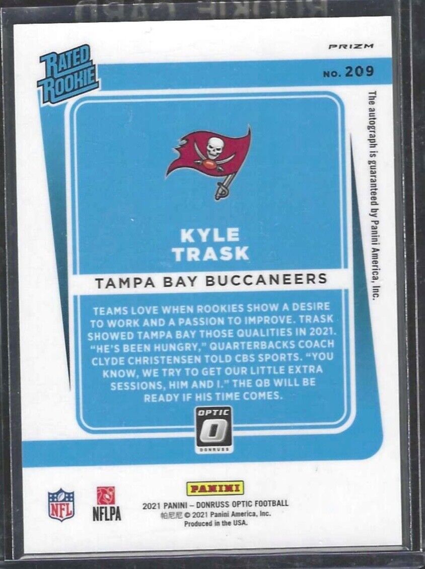 KYLE TRASK 2021 PANINI DONRUSS OPTIC BRONZE HOLO PRIZM RATED ROOKIE AUTO RC #209