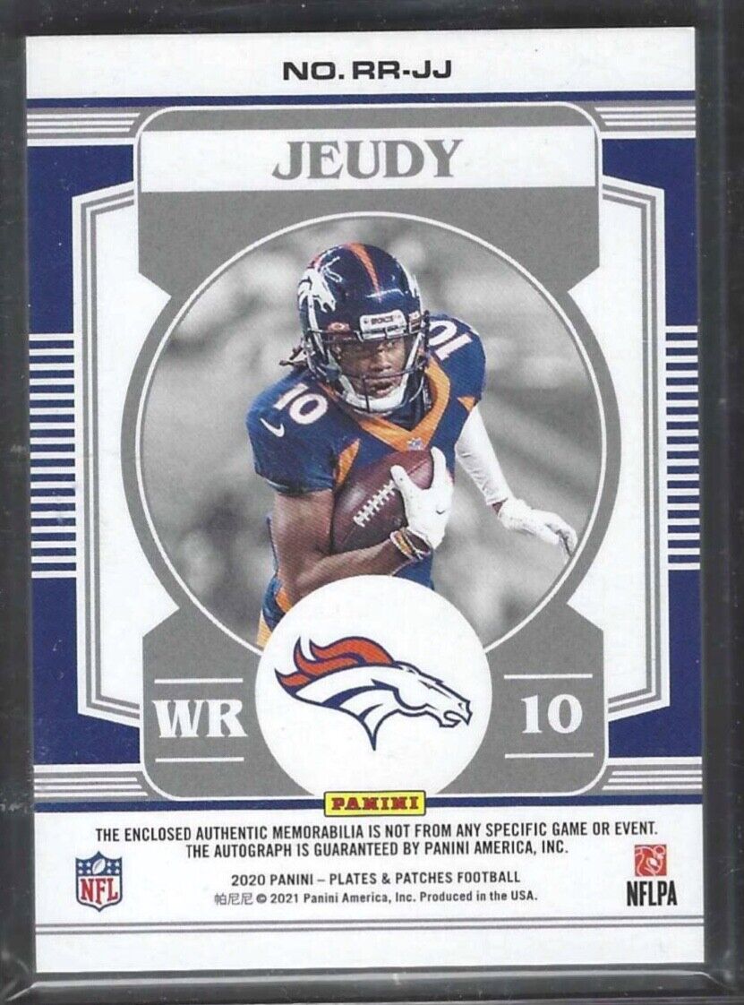 JERRY JUEDY 2020 PANINI PLATES & PATCHES SILVER ROOKIE DUAL PATCH AUTO RC #D /15