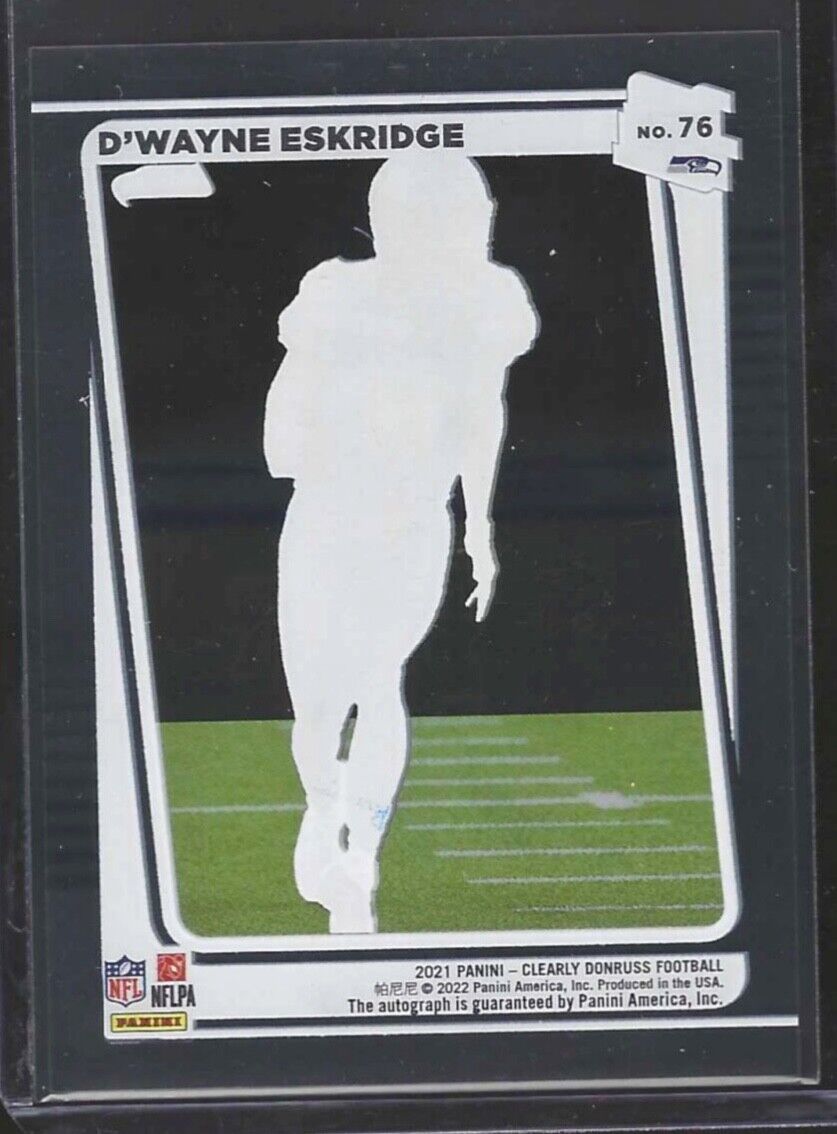 D'WAYNE ESKRIDGE 2021 PANINI CLEARLY DONRUSS RATED ROOKIE AUTO RC #76