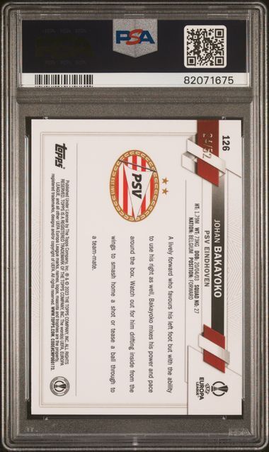 JOHAN BAKAYOKO 2022-23 TOPPS CHROME UEFA TOPPSFRACTOR RC #D /52 PSA 10 GEM POP 5