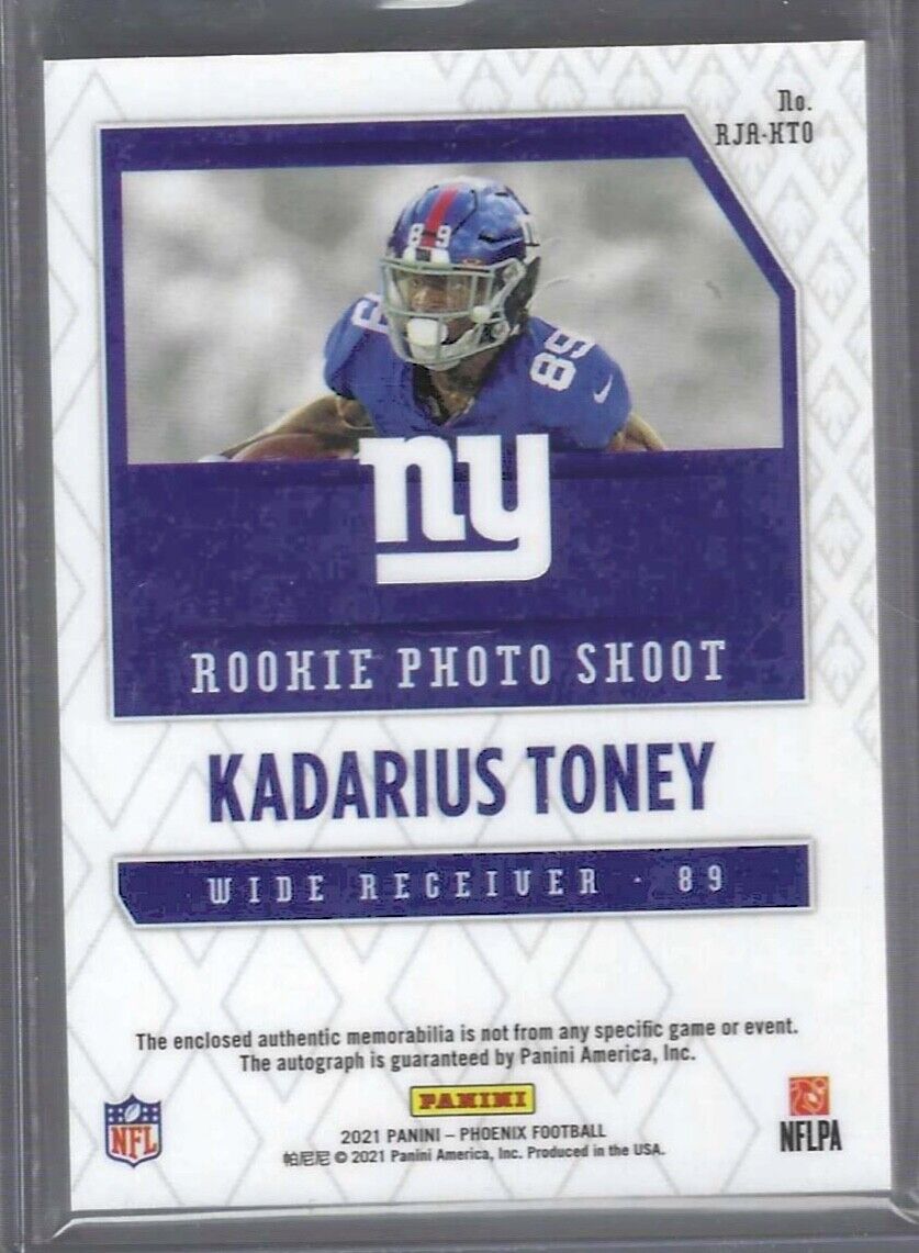 KADARIUS TONEY 2021 PANINI PHOENIX BLACK RED LAZER RPA ROOKIE PATCH AUTO RC SSP