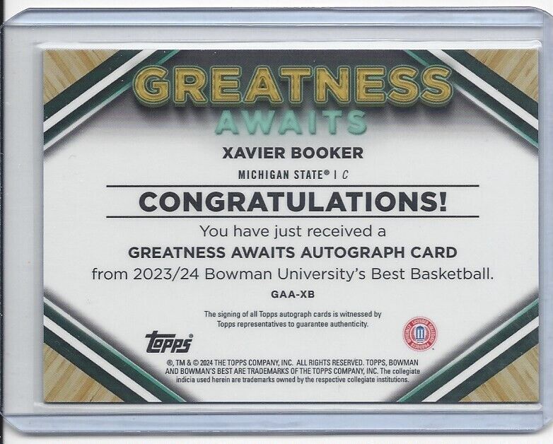 XAVIER BOOKER 2023 BOWMAN'S BEST U GREATNESS ORANGE GEOMETRIC REFRACTOR AUTO /25