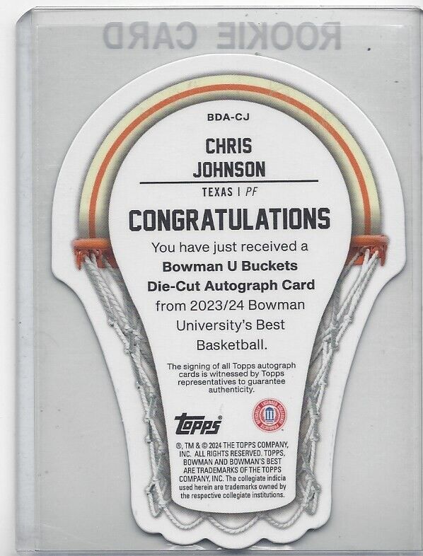 CHRIS JOHNSON 2023 BOWMAN'S BEST UNIVERSITY BUCKETS GOLD REFRACTOR AUTO #D 24/50