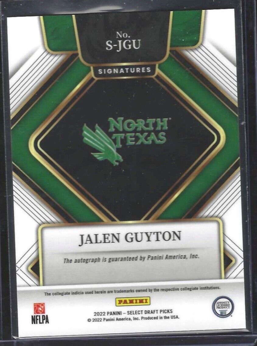 JALEN GUYTON 2022 PANINI SELECT DRAFT PICKS ROOKIE AUTO RC #S-JGU