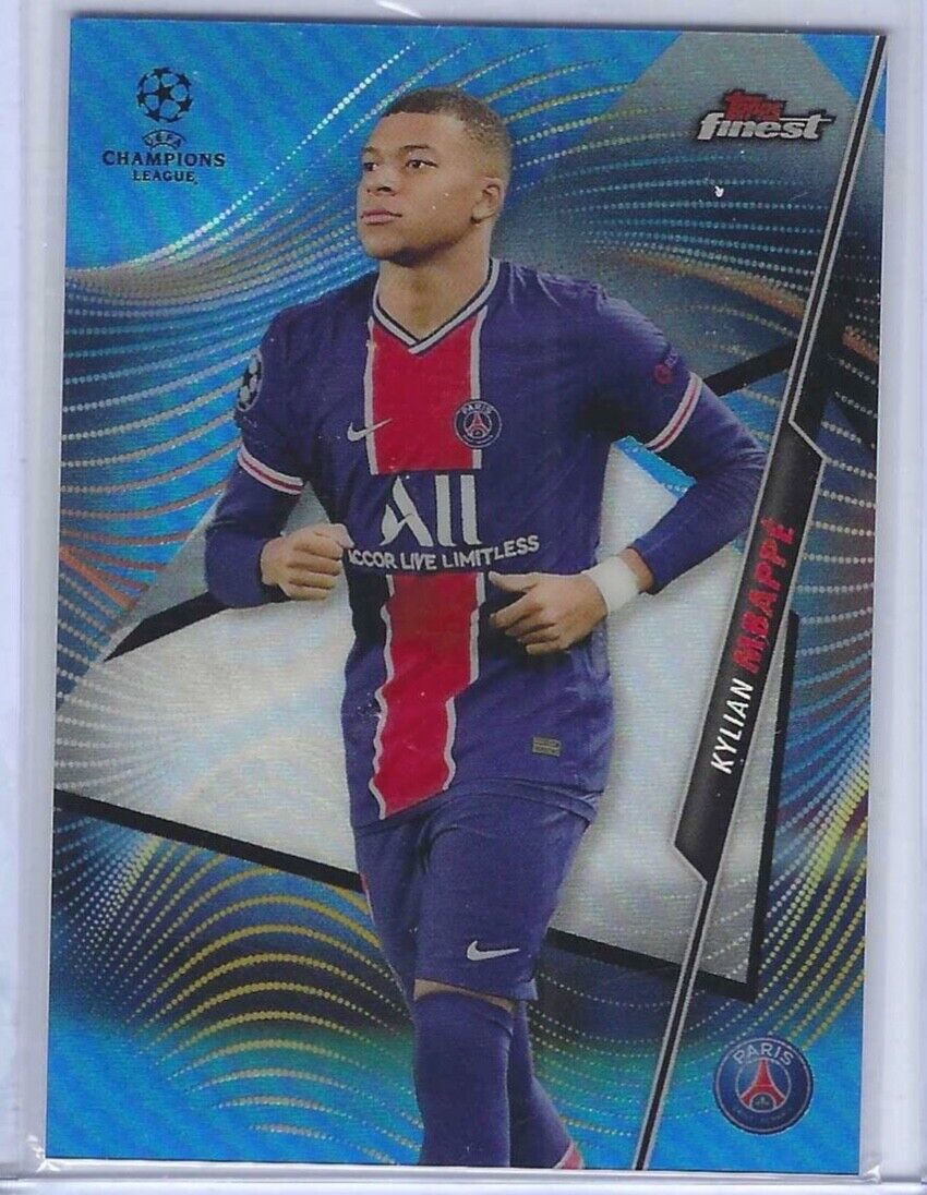 KYLIAN MBAPPE 2020-21 TOPPS FINEST BLUE REFRACTOR #D 080/150