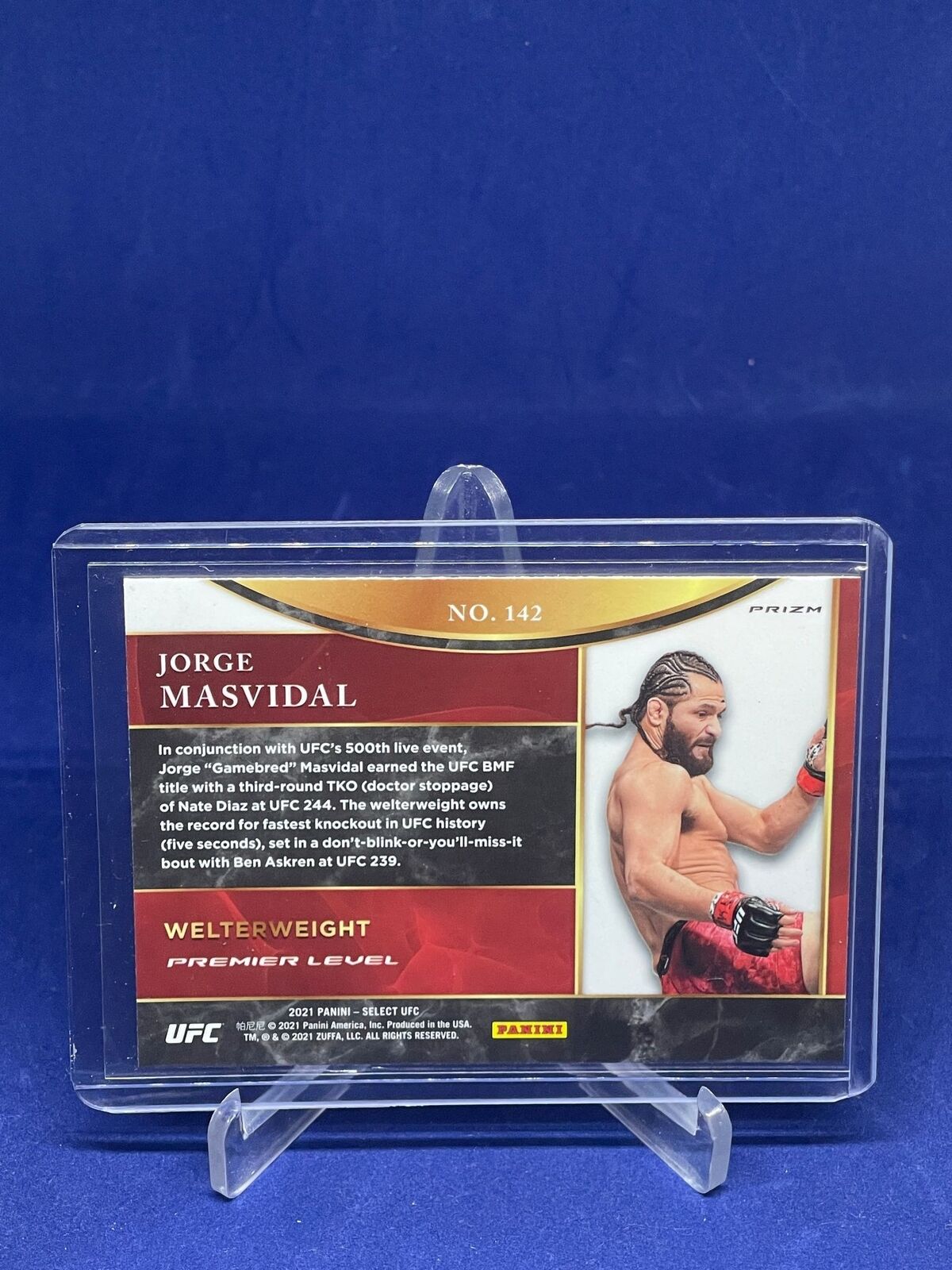 JORGE MASVIDAL 2021 PANINI SELECT UFC PREMIER LEVEL SILVER PRIZM #142