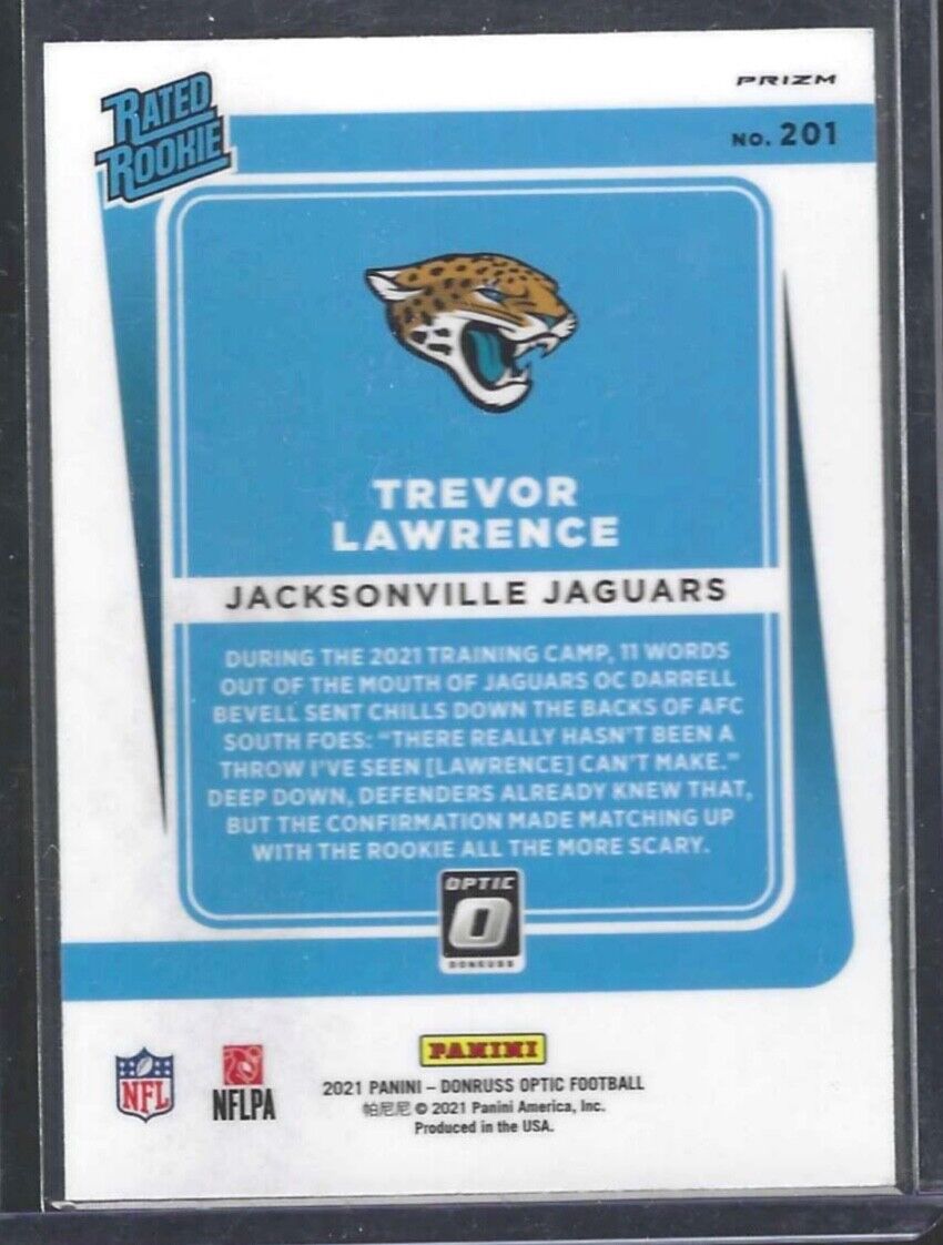 TREVOR LAWRENCE 2021 PANINI DONRUSS OPTIC PURPLE SHOCK RATED ROOKIE RC #201