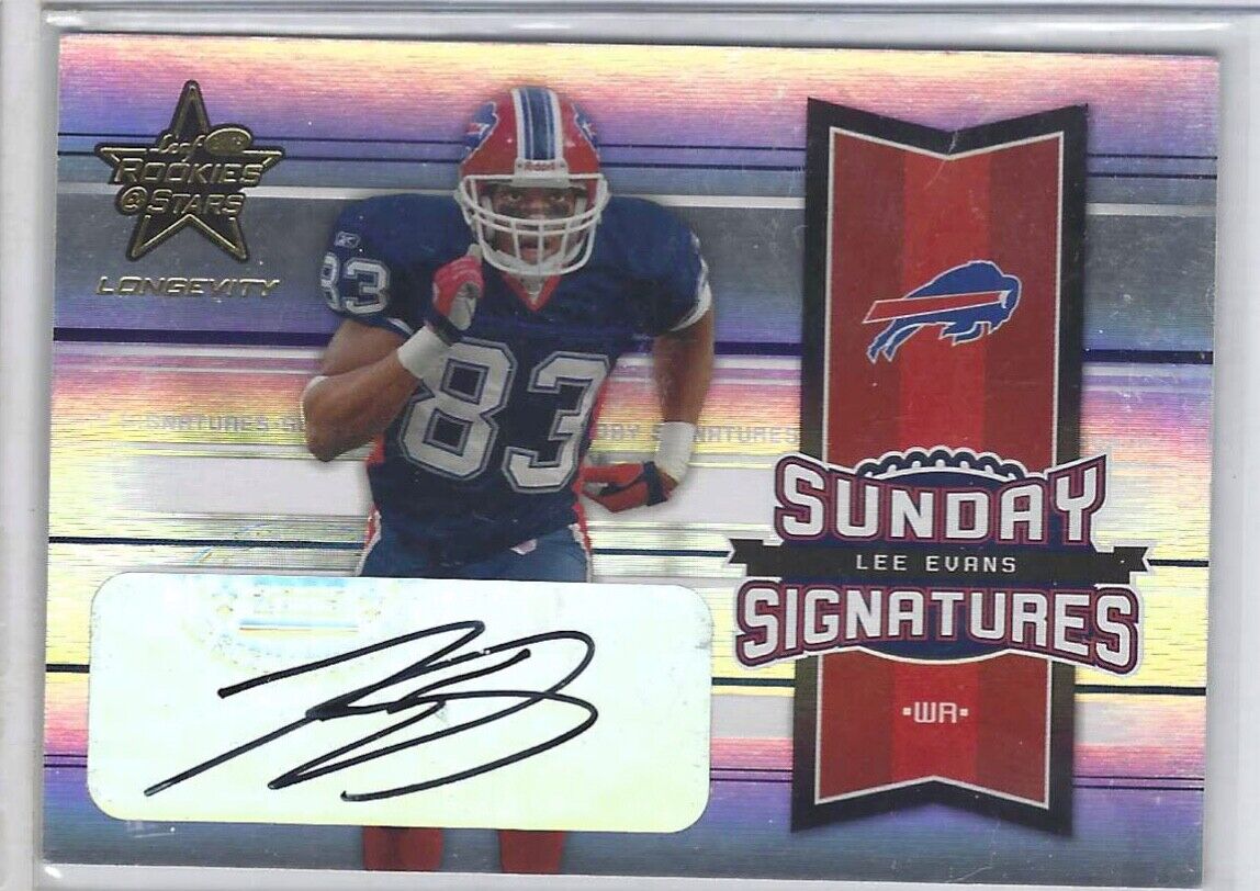LEE EVANS 2005 DONRUSS PLAYOFF LEAF ROOKIES AND STARS LONGEVITY AUTO #D 269/299