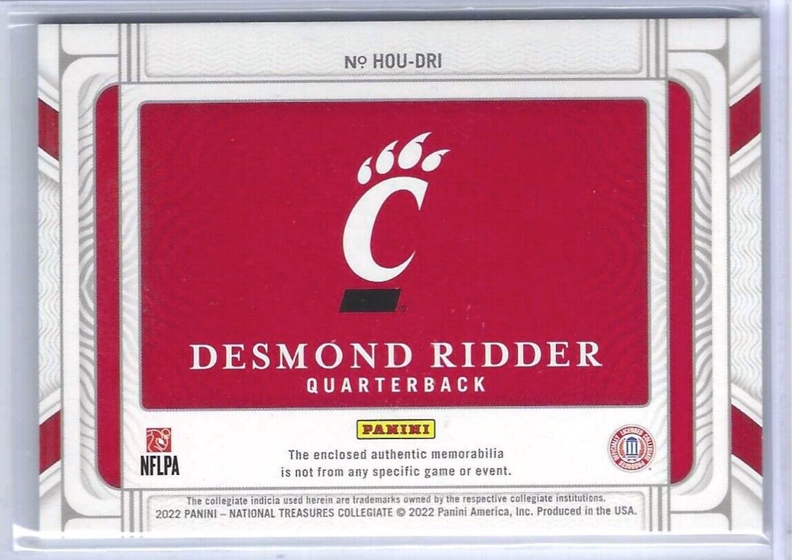 DESMOND RIDDER 2022 PANINI NATIONAL TREASURES COLLEGIATE JUMBO PATCH RC #D 99/99