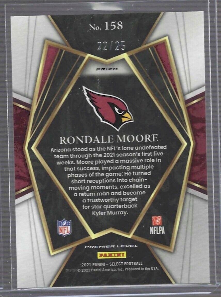 RONDALE MOORE 2021 PANINI SELECT PREMIER TIE DYE PRIZM ROOKIE RC #D 22/25