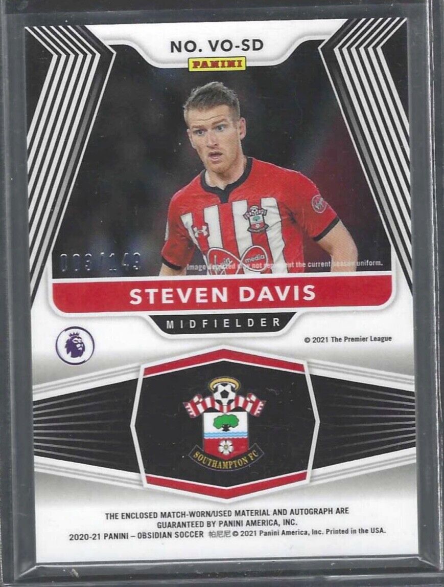 STEVEN DAVIS 2020-21 PANINI OBSIDIAN VOLCANIC SILVER ETCH PATCH AUTO #D 003/149