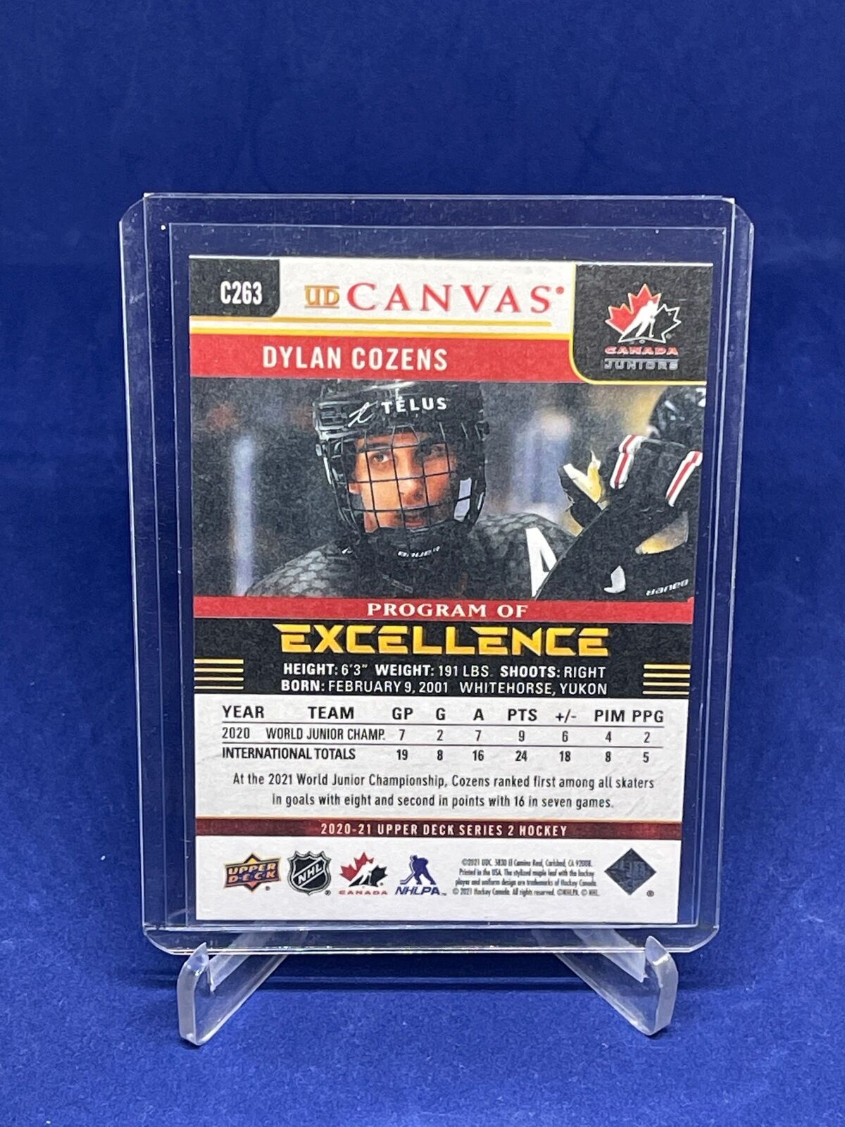 DYLAN COZENS 2020-21 UPPER DECK SERIES 2 CANVAS PROGRAM OF EXCELLENCE RC