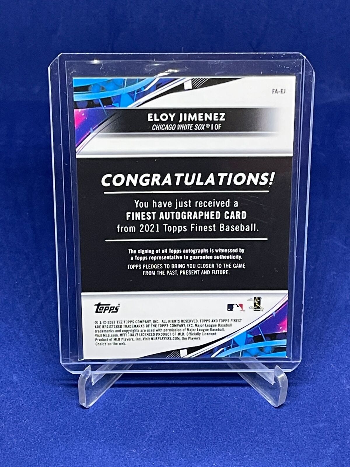 ELOY JIMENEZ 2021 TOPPS FINEST REFRACTOR ON CARD AUTO