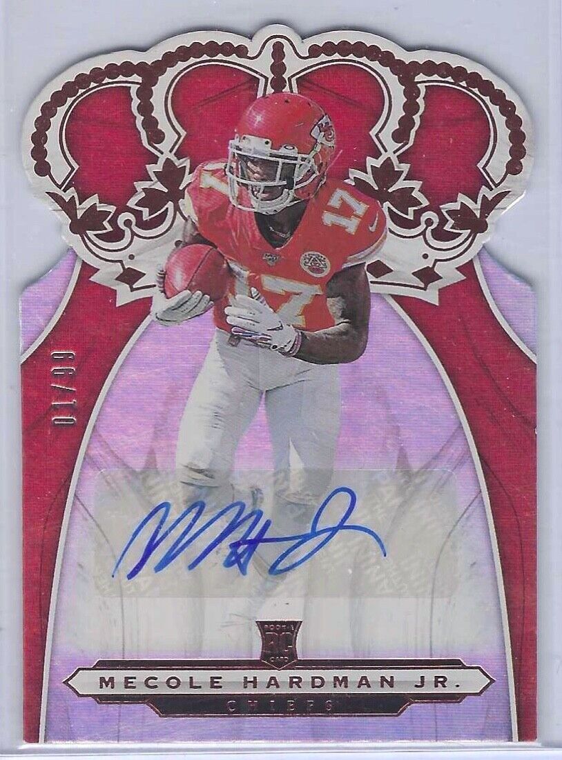 MECOLE HARDMAN JR 2019 PANINI CHRONICLES CROWN ROYALE ROOKIE AUTO RC #D 01/99
