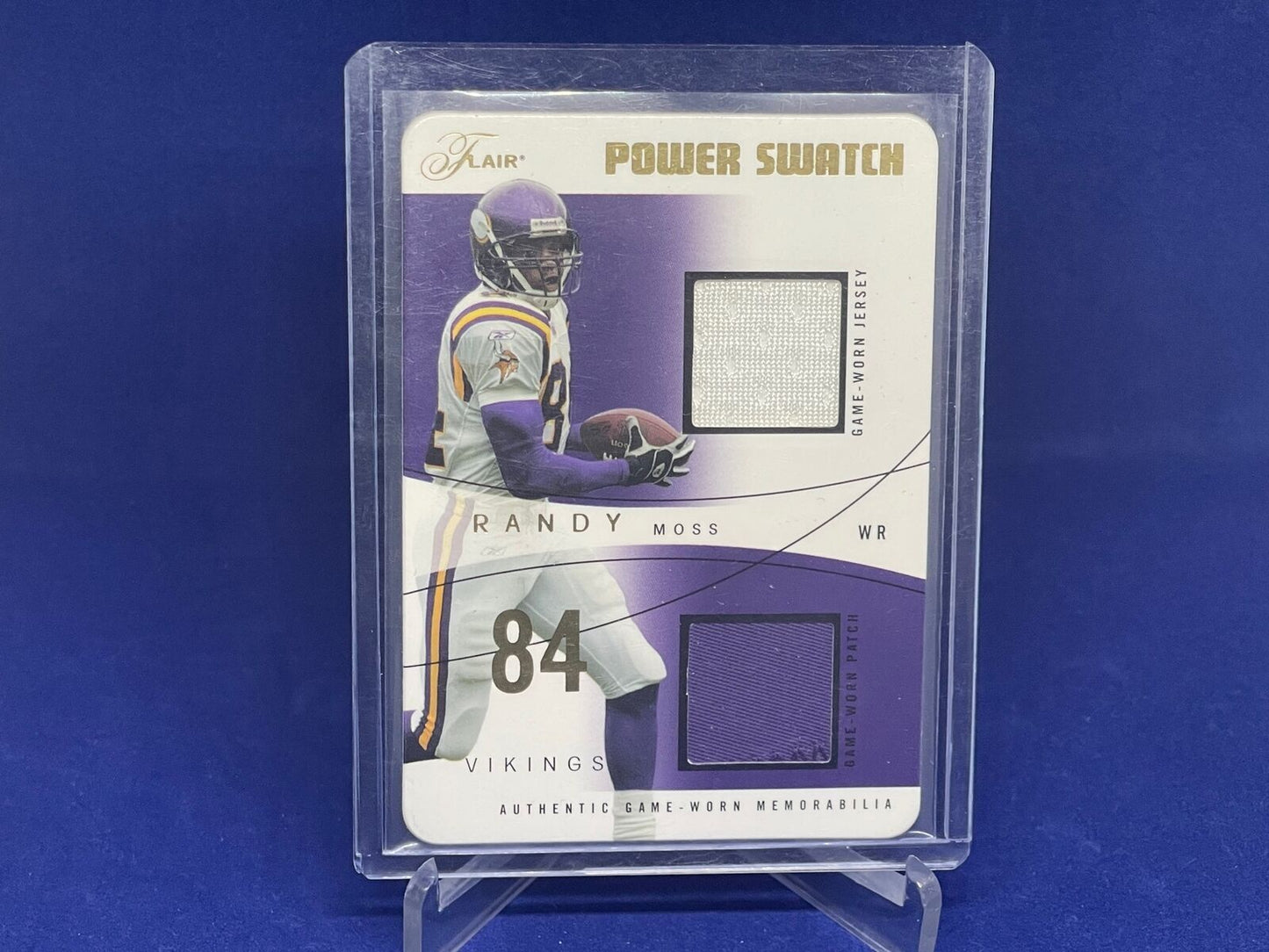 RANDY MOSS 2004 FLEER POWER SWATCH DUAL 2 COLOR GAME WORN JERSEY PATCH #D 19/25