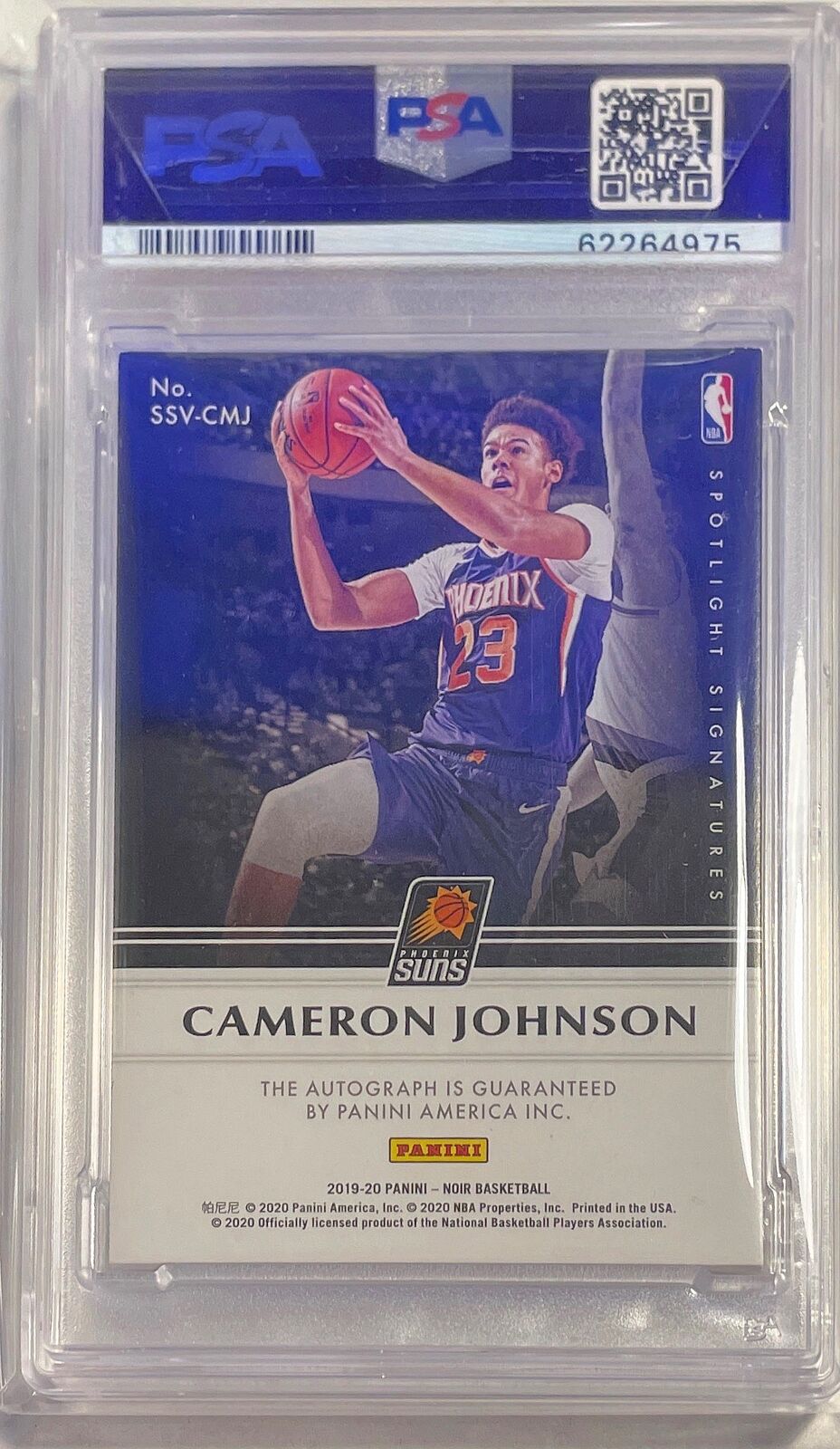 CAMERON JOHNSON 2019-20 PANINI NOIR SPLOTLIGHT GOLD AUTO RC /125 PSA 8 POP 1/1