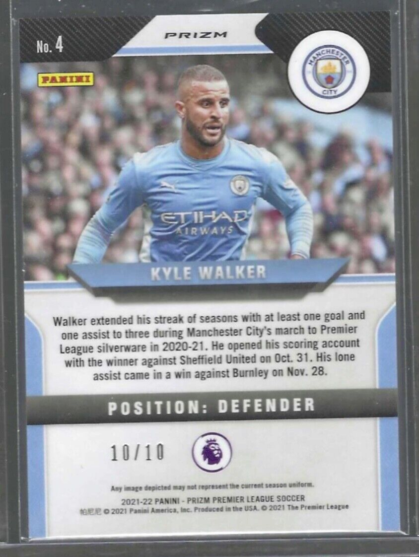 KYLE WALKER 2021-22 PANINI PRIZM ENGLISH PREMIER LEAGUE GOLD PRIZM #D 10/10
