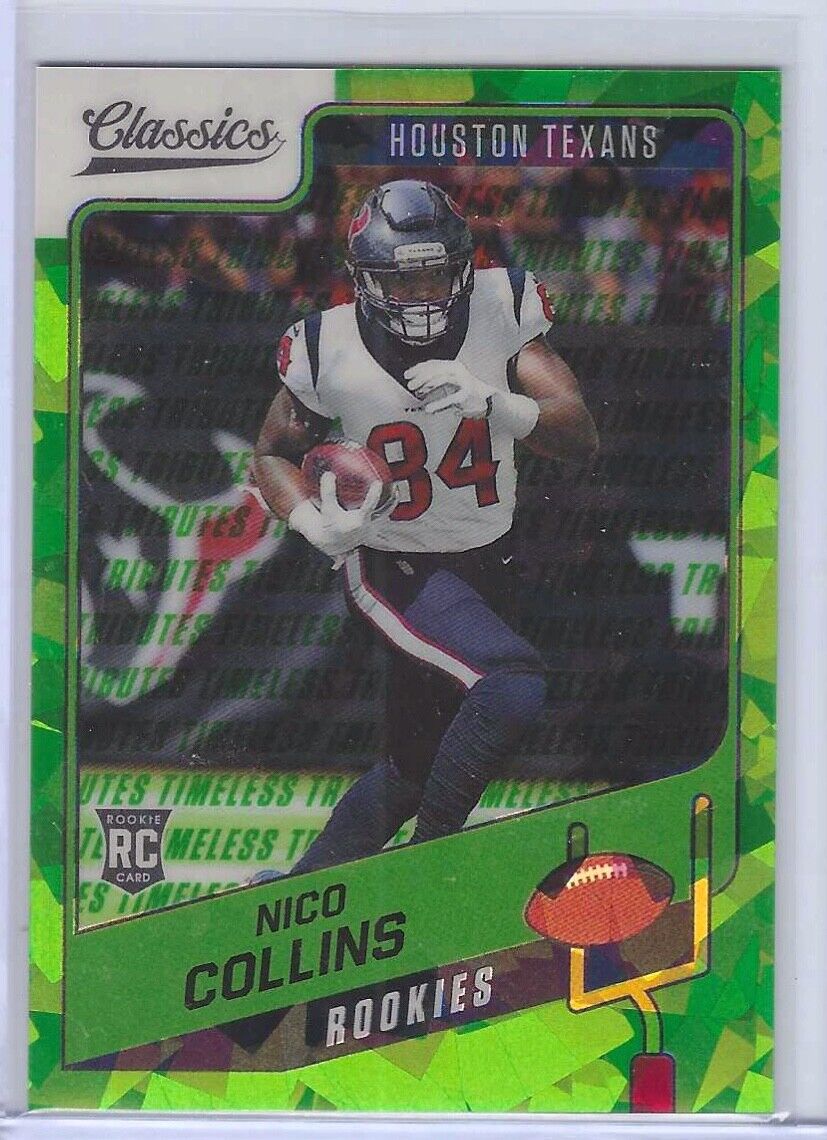 NICO COLLINS 2021 CLASSICS TIMELESS TRIBUTES GREEN CRACKED ICE PRIZM RC #D 04/25