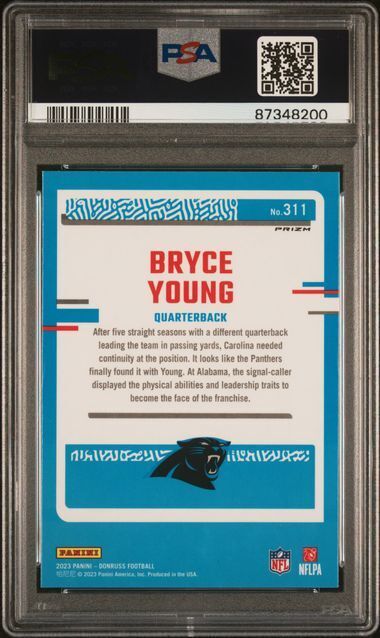 BRYCE YOUNG 2023 DONRUSS OPTIC PREVIEW RED WAVE PRIZM RATED RC #311 PSA 9 POP 5