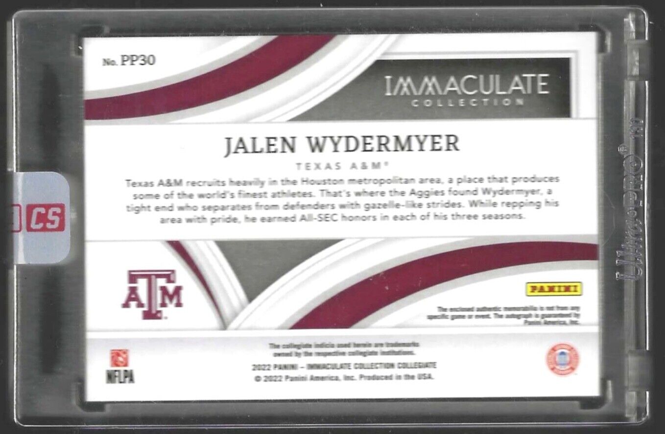 JALEN WYDERMYER 2022 PANINI IMMACULATE COLLEGIATE ROOKIE PATCH AUTO RC #D 6/13