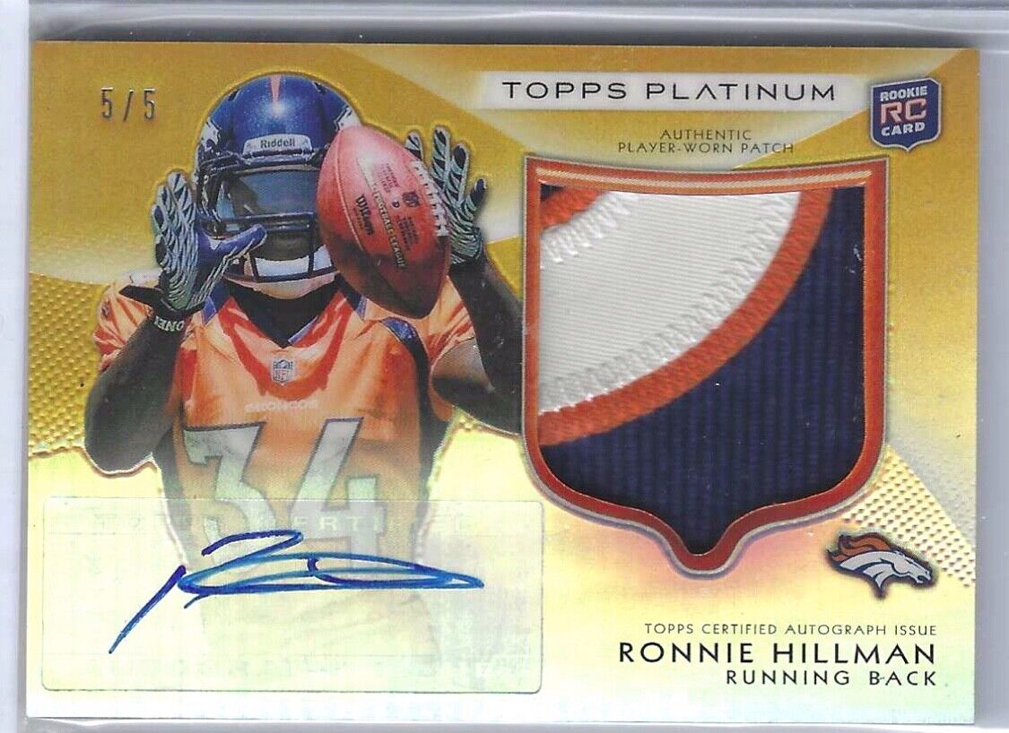 RONNIE HILLMAN 2012 TOPPS PLATINUM GOLD REFRACTOR PATCH AUTO RC #D 5/5
