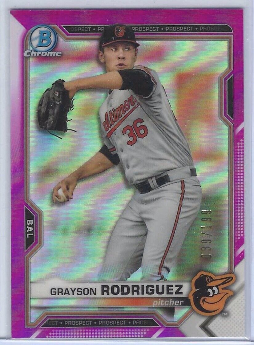 GRAYSON RODRIGUEZ 2021 BOWMAN CHROME PINK REFRACTOR PROSPECT #D 039/199