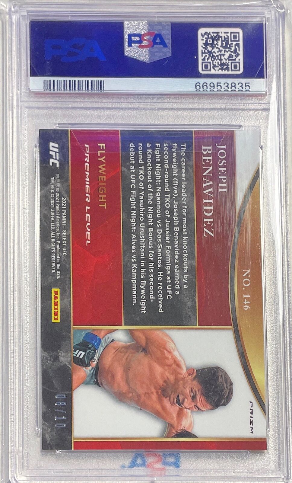JOSEPH BENAVIDEZ 2021-22 SELECT UFC GOLD PRIZM #D 08/10 PSA 10 GEM MINT POP 1/1
