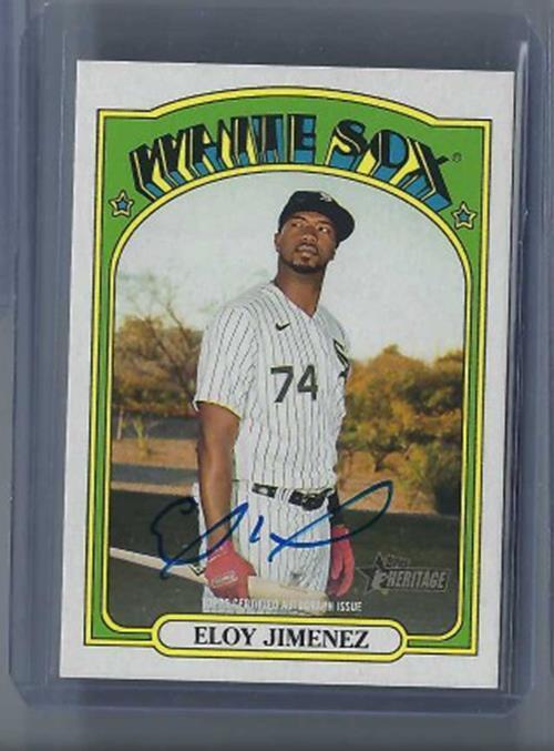 ELOY JIMENEZ 2021 TOPPS HERITAGE REAL ONE ON CARD AUTO #ROA-EJ