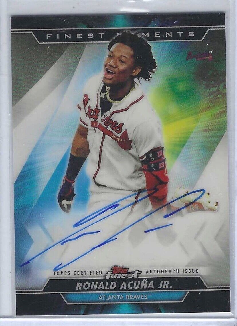 RONALD ACUNA JR 2020 TOPPS FINEST MOMENTS REFRACTOR ON CARD AUTO #MOMA-RAJ