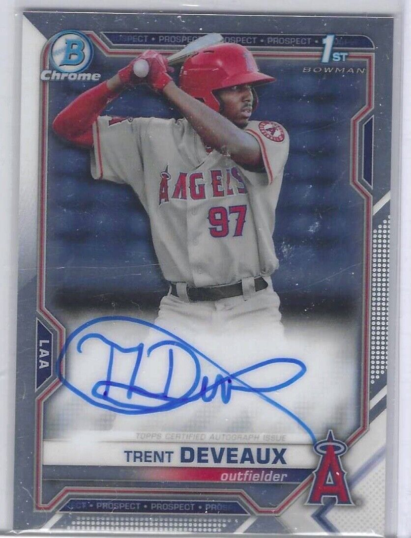 TRENT DEVEAUX 2021 BOWMAN CHROME 1ST BOWMAN PROSPECT AUTO #CPA-TD
