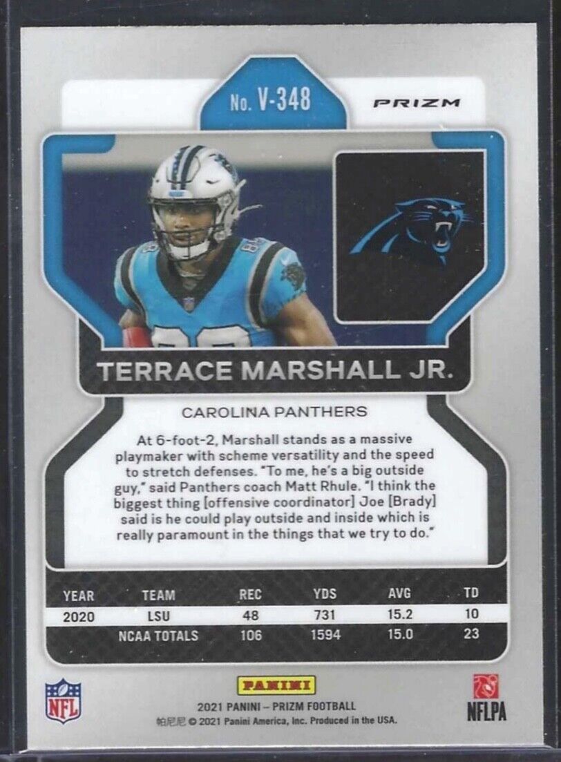 TERRACE MARSHALL 2021 PANINI PRIZM SILVER NO HUDDLE VARIATION ROOKIE RC #V-348