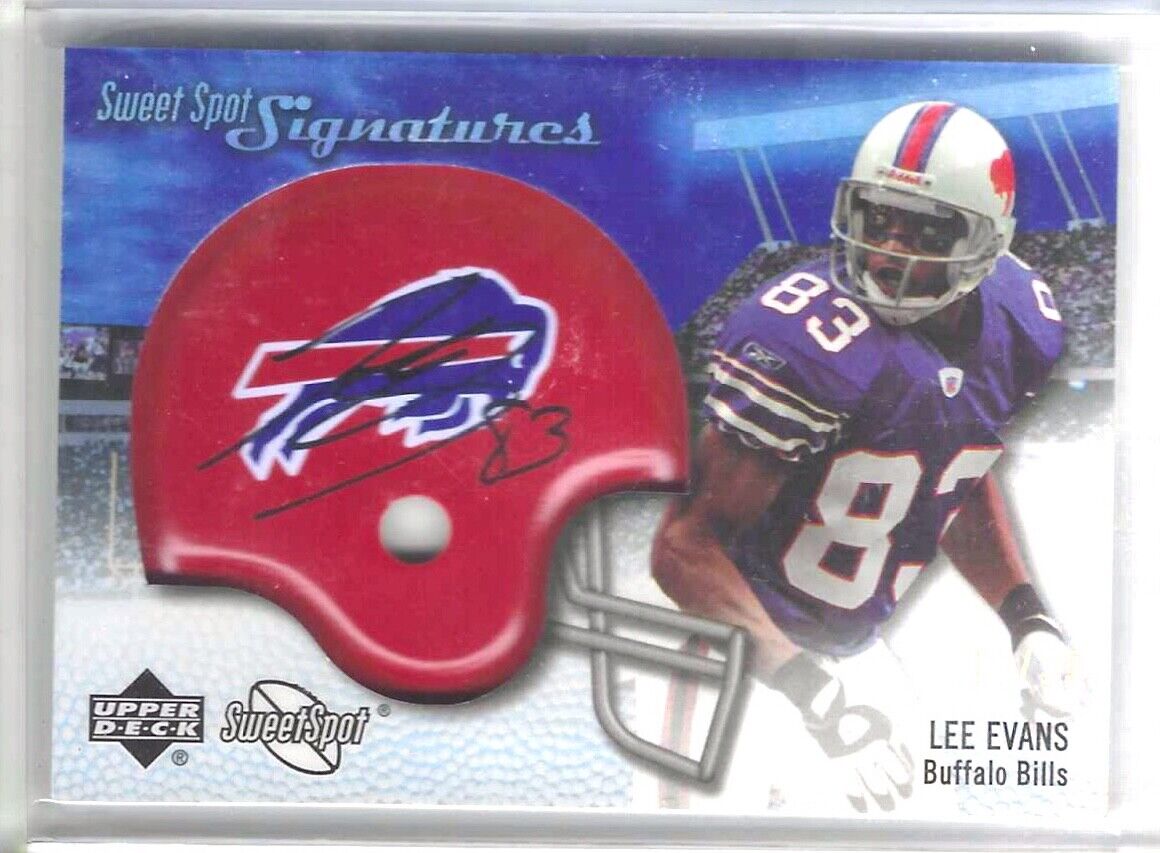 LEE EVANS 2007 UPPER DECK SWEET SPOT HELMET SIGNATURES AUTO #D 2/15