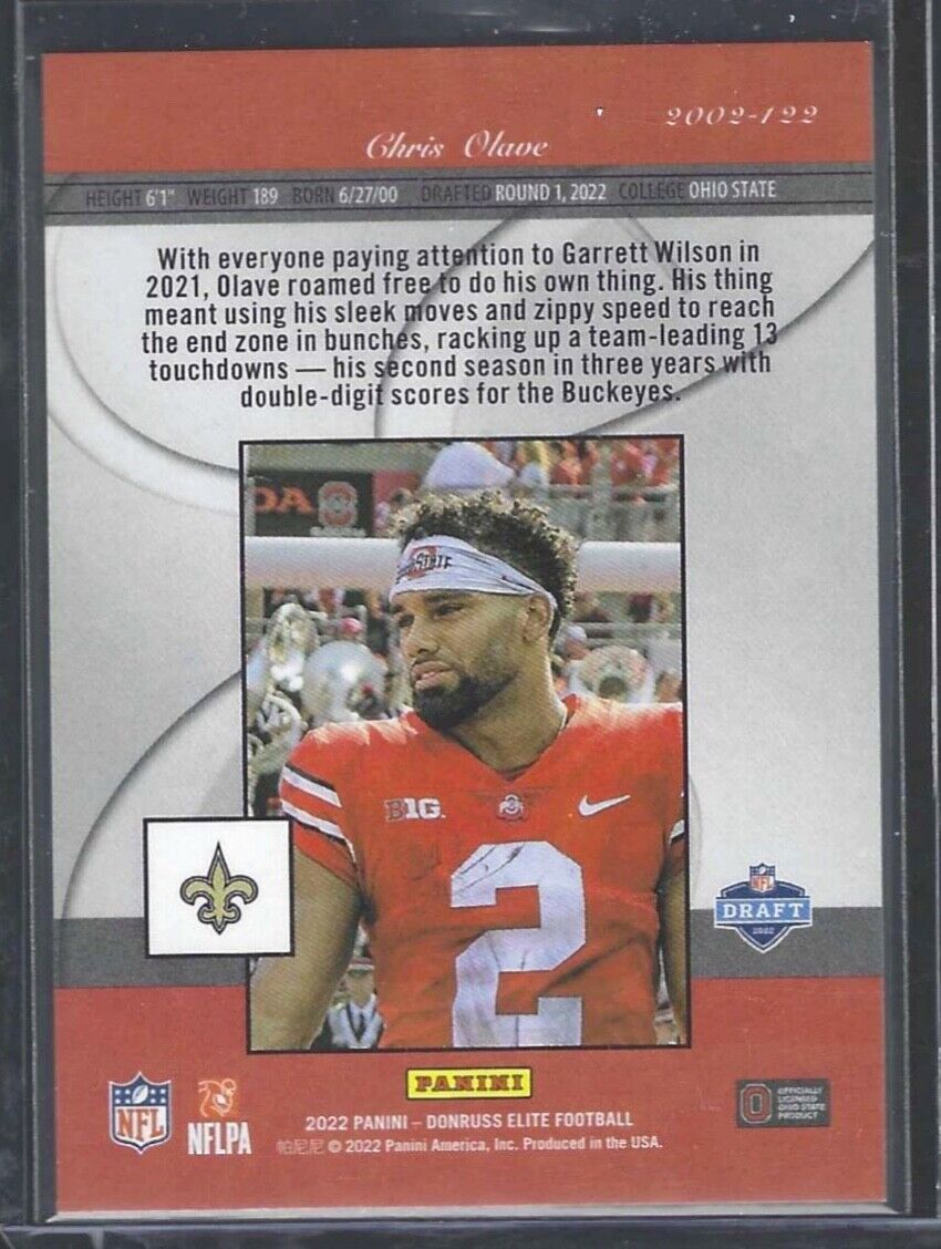 CHRIS OLAVE 2022 PANINI DONRUSS ELITE 2002 THROWBACK GOLD STATUS ROOKIE RC /10