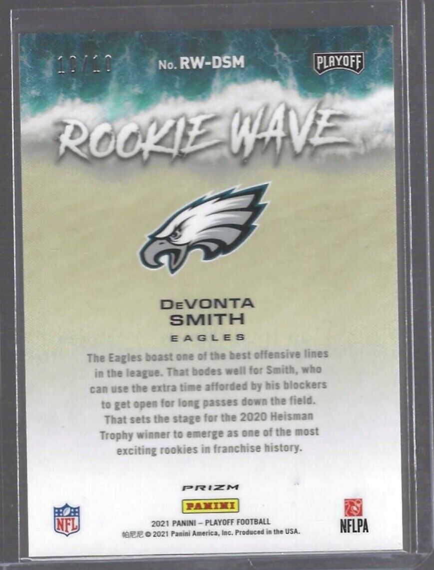 DEVONTA SMITH 2021 PANINI PLAYOFF GOLD PRIZM ROOKIE WAVE ROOKIE RC #D 10/10