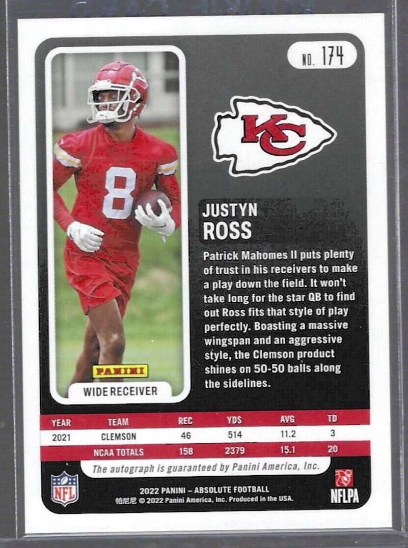 JUSTYN ROSS 2022 PANINI ABSOLUTE ORANGE KALEIDESCOPE ROOKIE AUTO RC #D 24/35